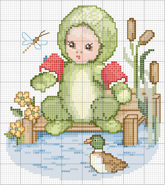 Schema punto croce Baby rana