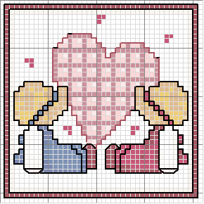 Schema punto croce Bimbi cuore