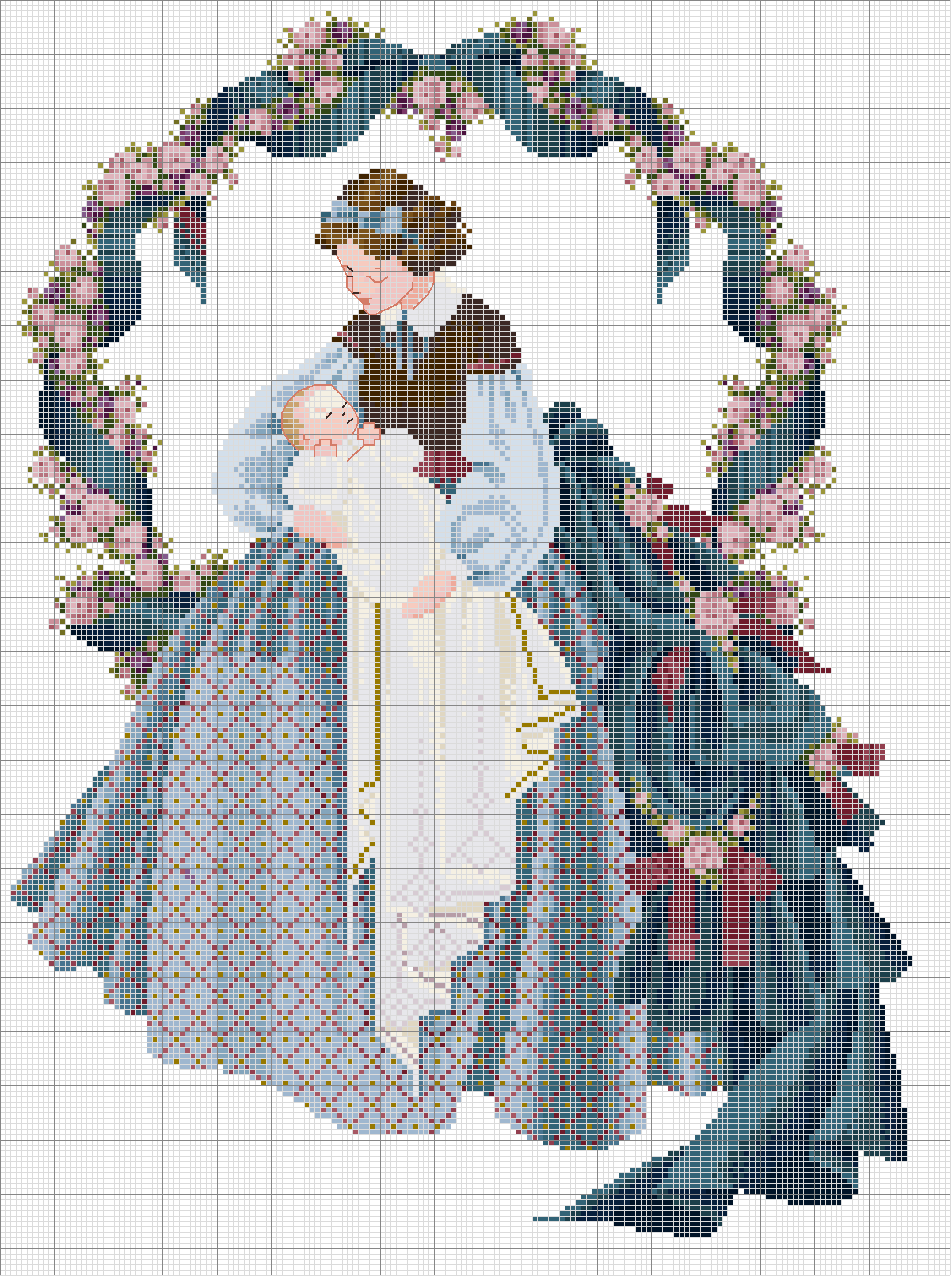 Schema punto croce Bimbo mamma