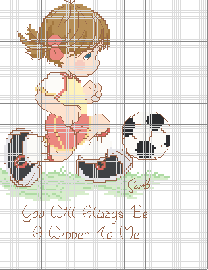 Schema punto croce Calcio bimba