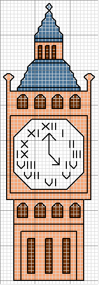 Schema punto croce Campanile londra