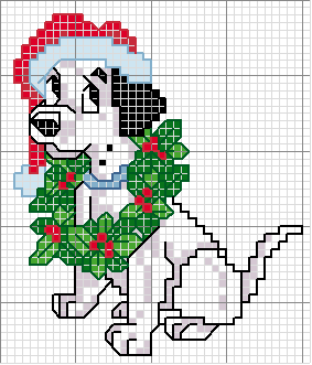 Schema punto croce Dalmata natalizio