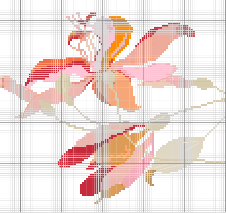 Schema punto croce Fiori cinesi