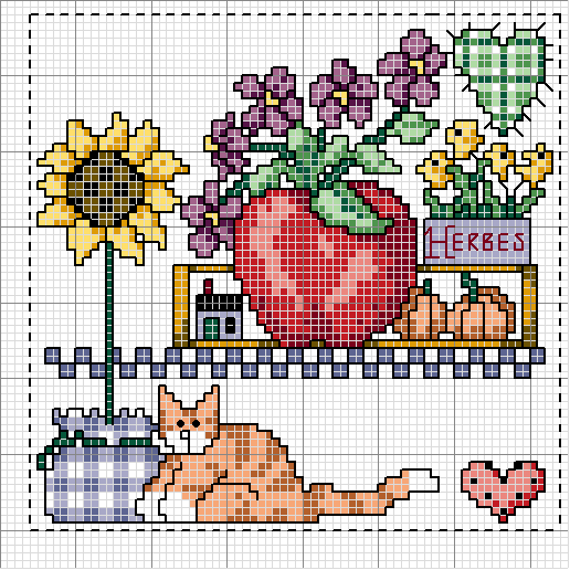 Schema punto croce Gatto cucina