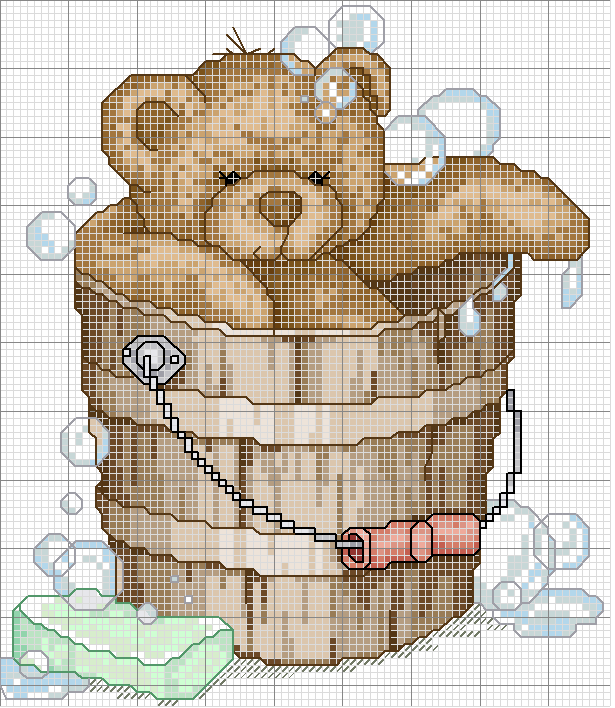 Schema punto croce Orso bagno