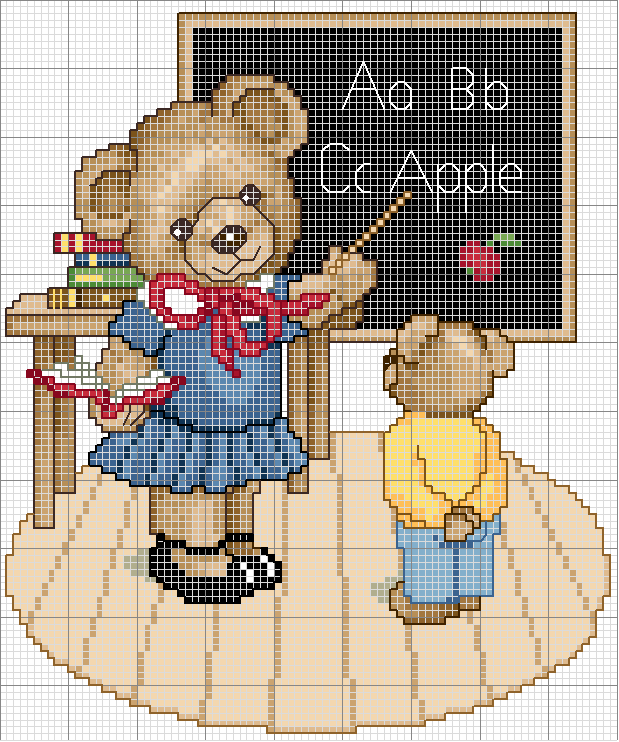 Schema punto croce Orso maestra