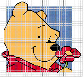 Schema punto croce Pooh fiore