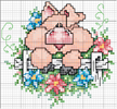 Schema punto croce Maialino-fiori