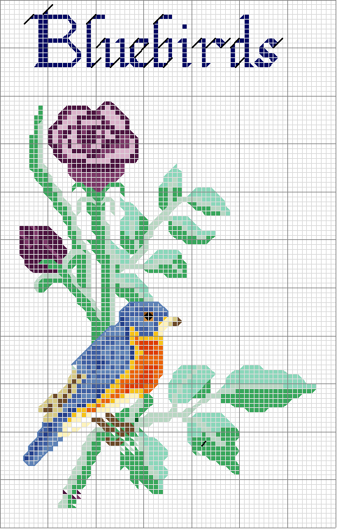 Schema punto croce Uccellino blu