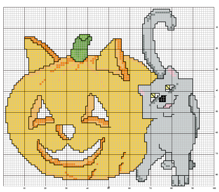 Schema punto croce Zucca gatto