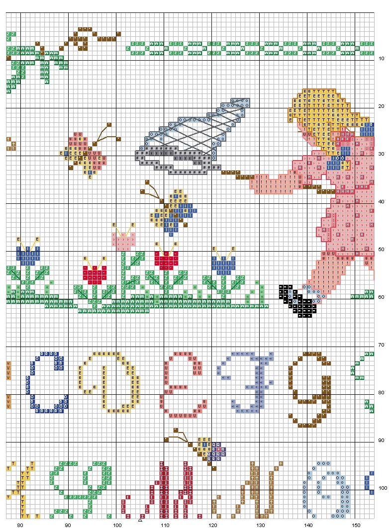 Schema punto croce Alfa bambina1