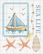 Schema punto croce Barca Conchiglie