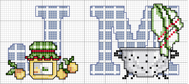 Schema punto croce Alfabeto cucina jm