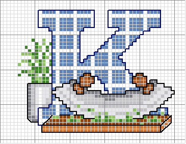 Schema punto croce Alfabeto cucina k