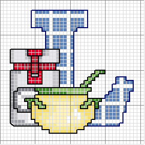 Schema punto croce Alfabeto cucina l