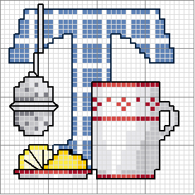 Schema punto croce Alfabeto cucina t