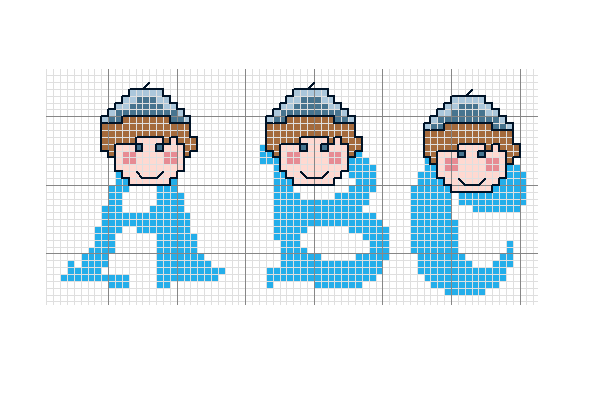 Schema punto croce Alfabeto testina abc