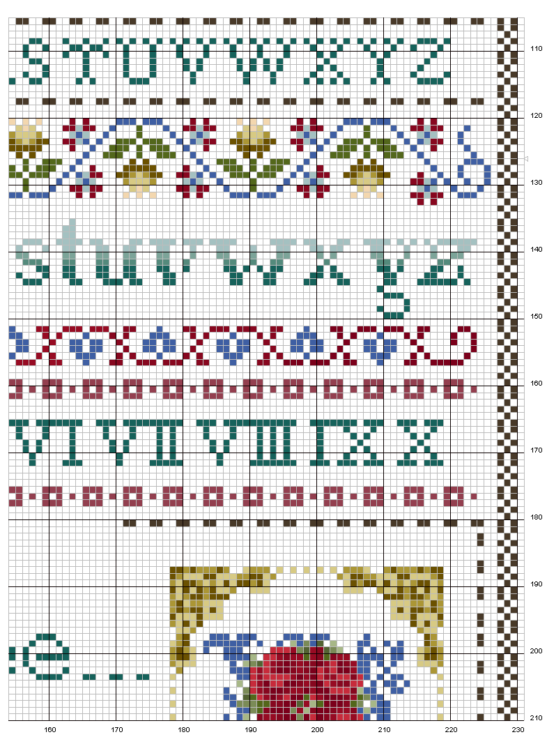 Schema punto croce Alfabeto rose7