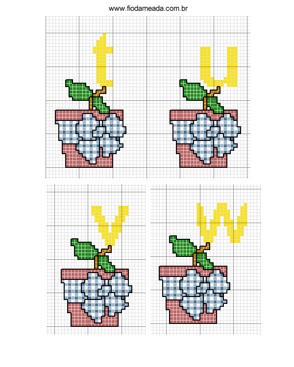 Schema punto croce Alfabeto vaso 5