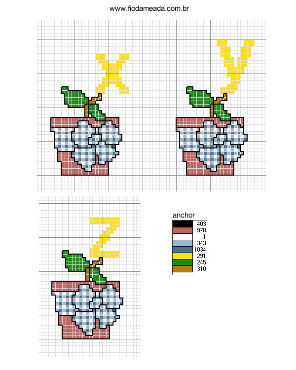Schema punto croce Alfabeto vaso 6