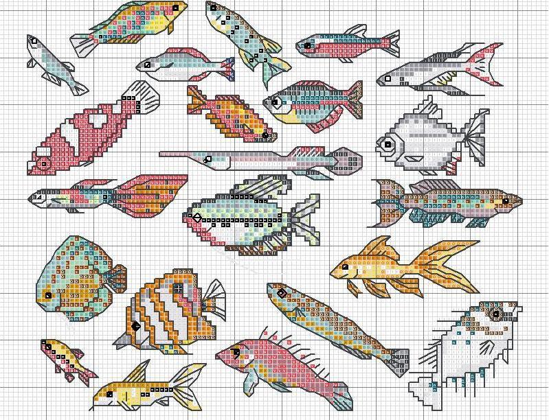 Schema punto croce Pesci 3