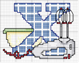 Schema punto croce alfabeto cucina x