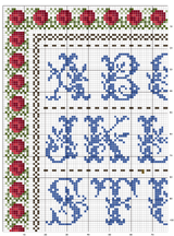 Schema punto croce alfabeto rose1