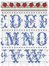 Schema punto croce alfabeto rose2