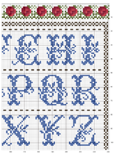 Schema punto croce alfabeto rose3