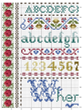 Schema punto croce alfabeto rose4