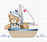 Schema punto croce orsetto barca