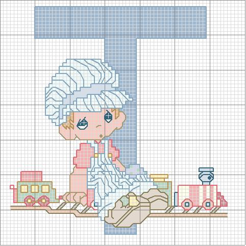 Schema punto croce T trenino