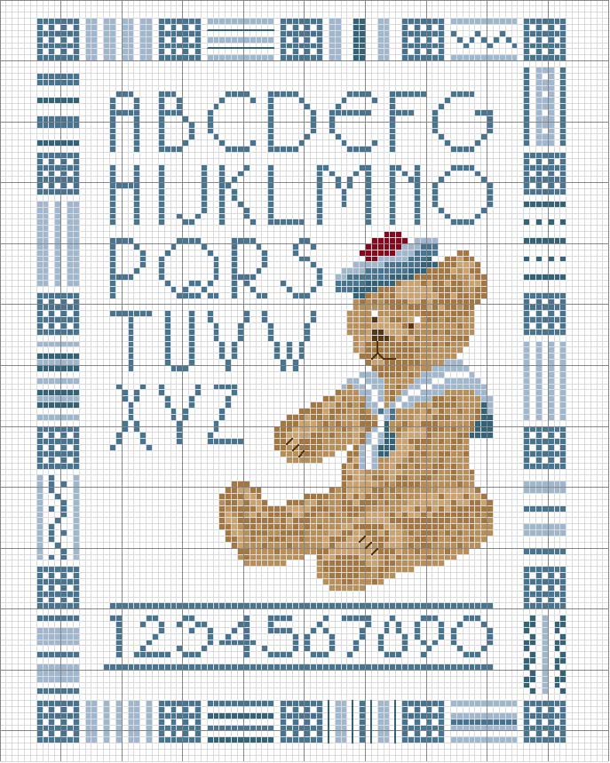 Schema punto croce Alfabeto orso 2