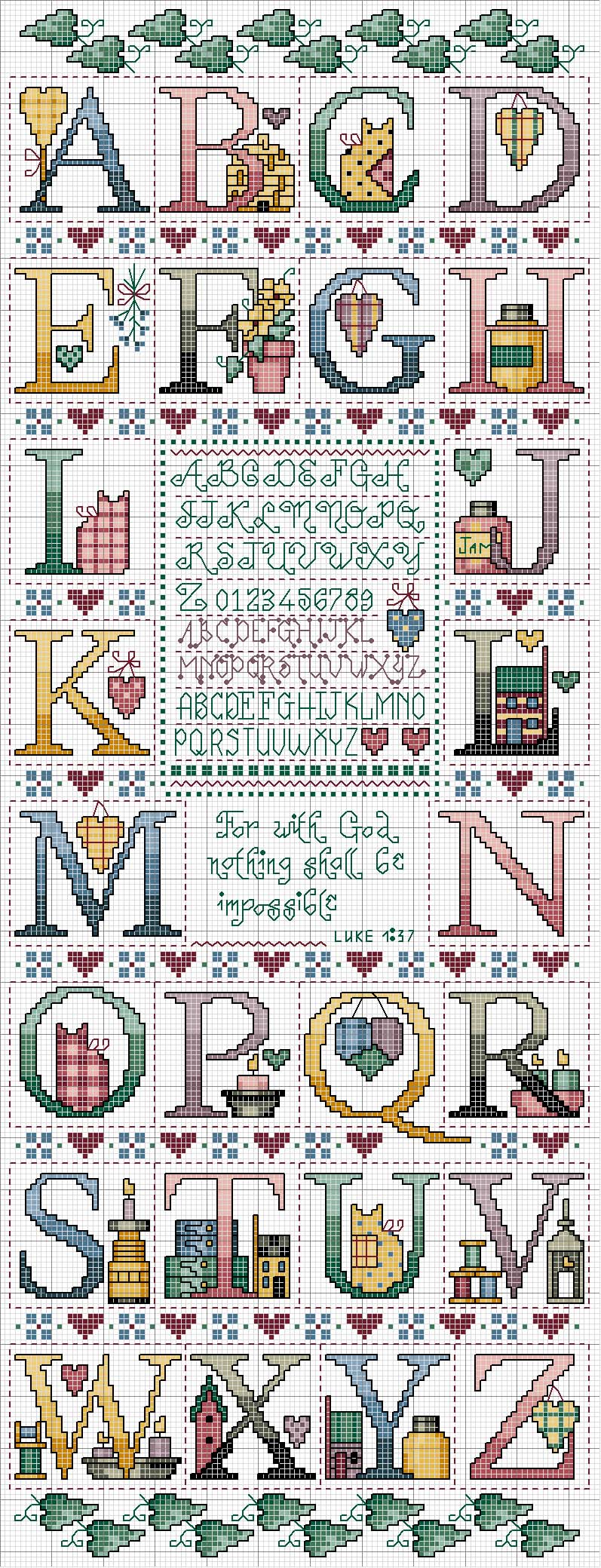 Schema punto croce Alfabeto casalingo