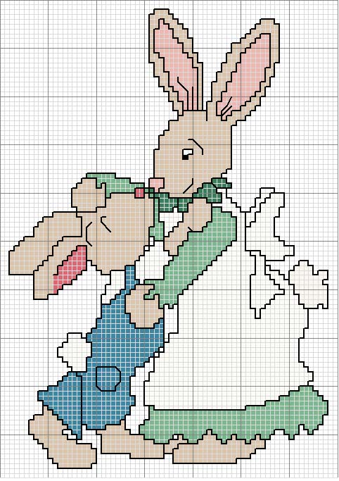 Schema punto croce Bacio coniglietti