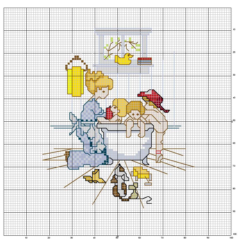 Schema punto croce Bagnetto bambini