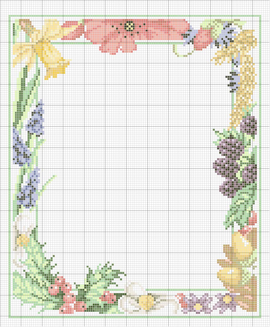 Schema punto croce Cornice floreale