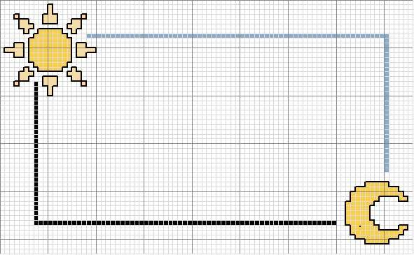 Schema punto croce Cornice sole luna