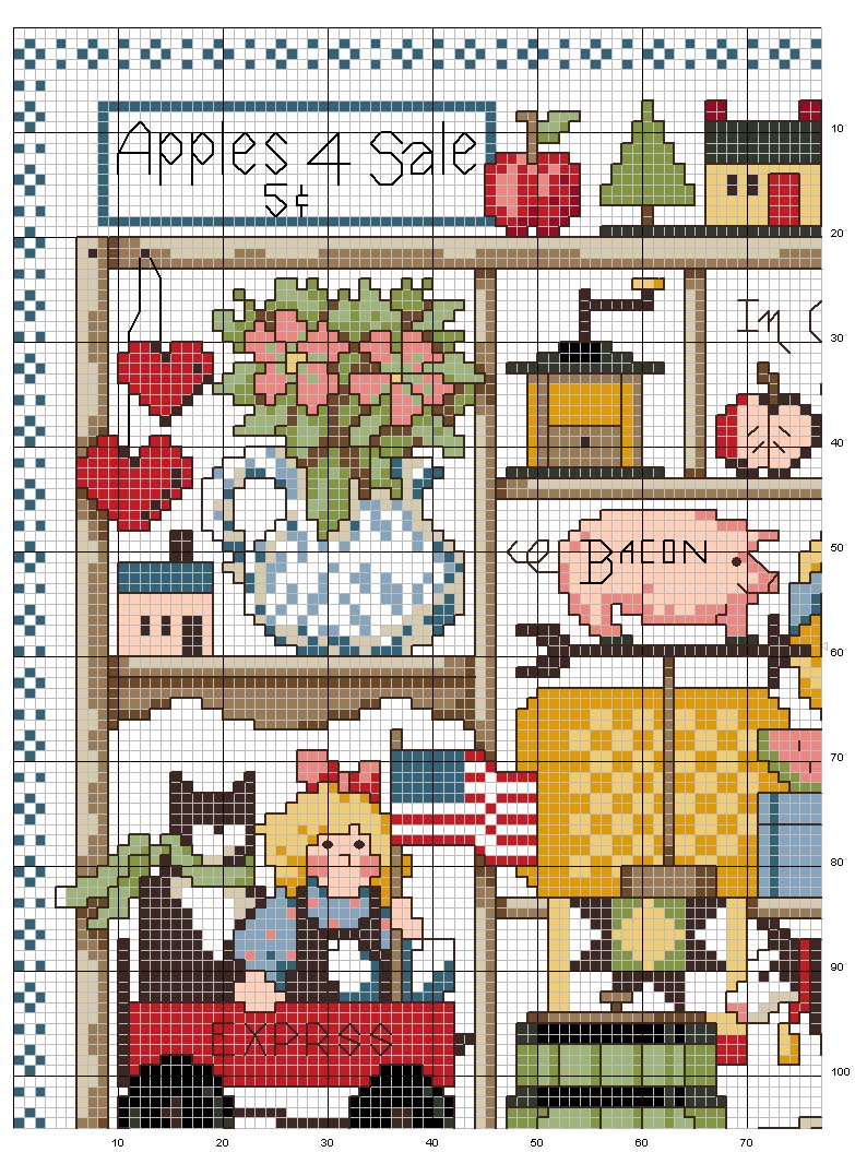 Schema punto croce Country heart 1