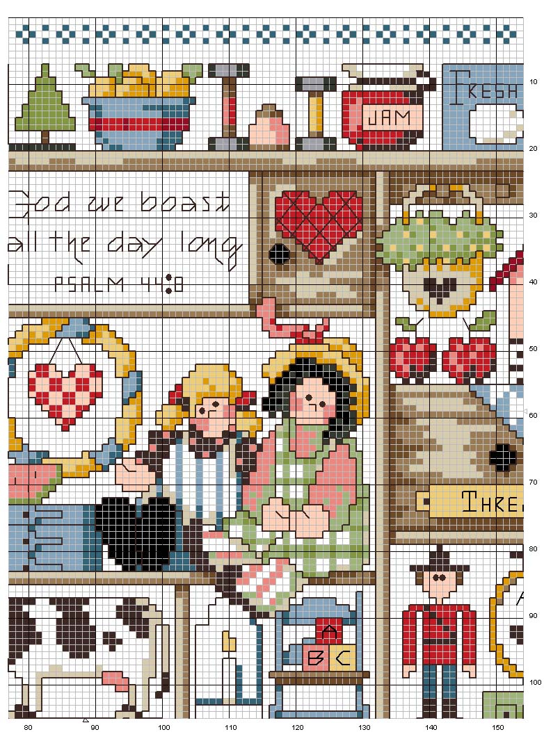 Schema punto croce Country heart 3