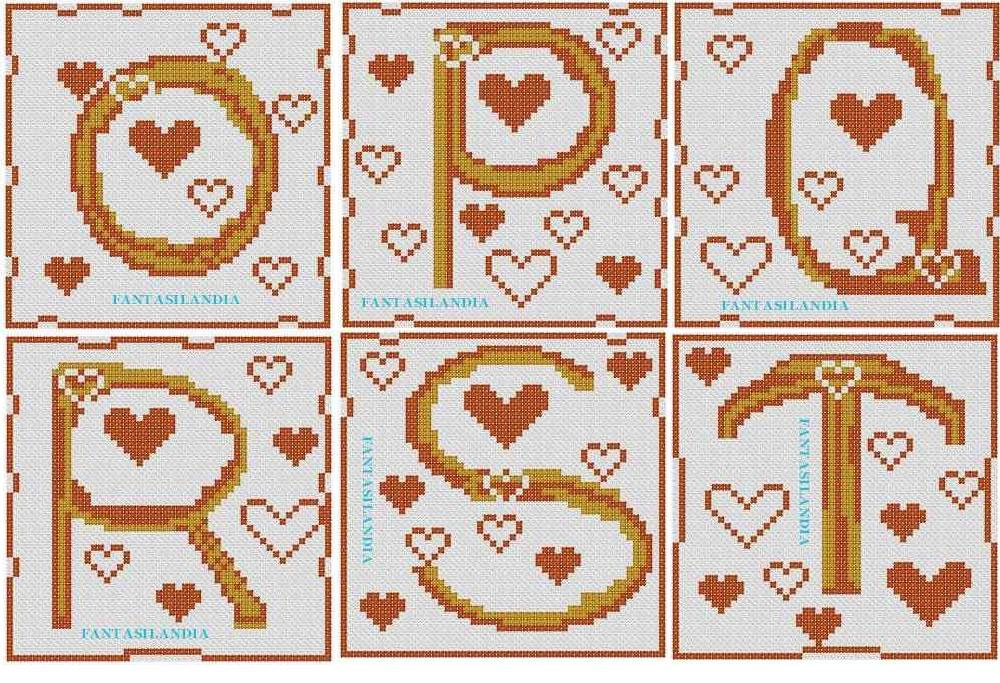 Schema punto croce Cuori opqrst