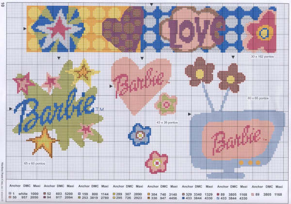 Schema punto croce Love barbie