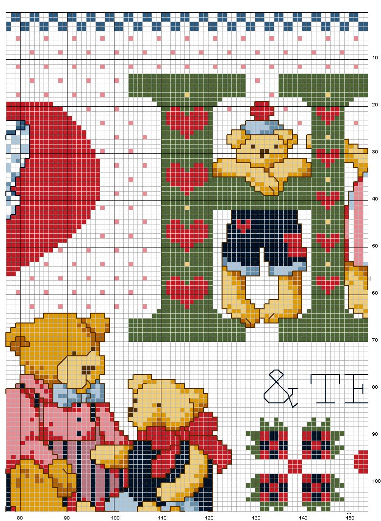 Schema punto croce Love orsi 3