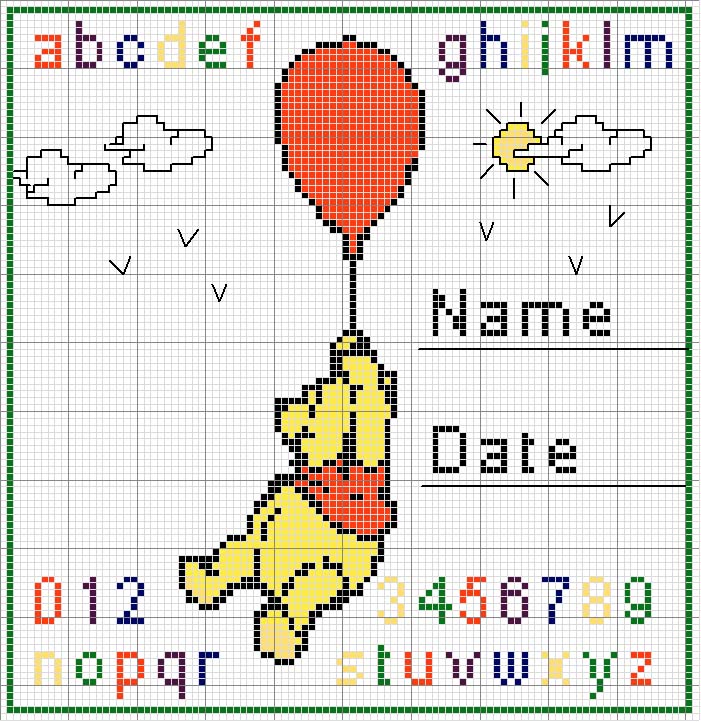 Schema punto croce Nascita winnie