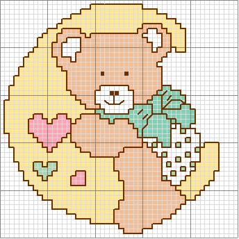 Schema punto croce Orsetto su luna