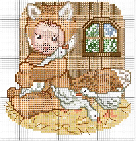 Schema punto croce Orsetto contadino