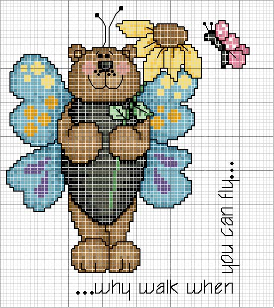 Schema punto croce Orso con ali