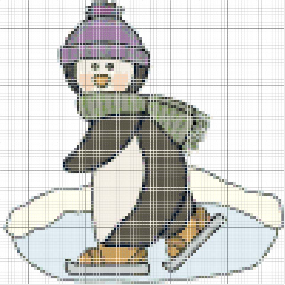 Schema punto croce Pinguino pattina