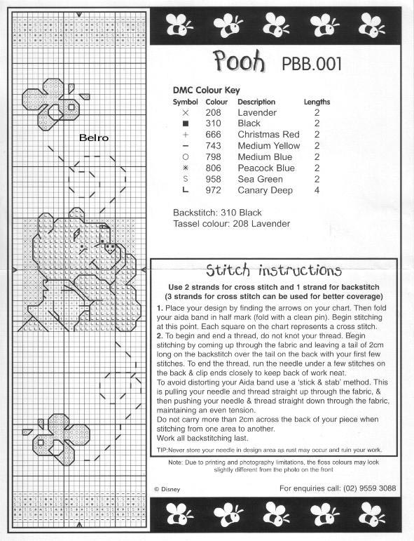 Schema punto croce Pooh bn