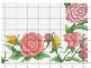 Schema punto croce cornice fiori 4